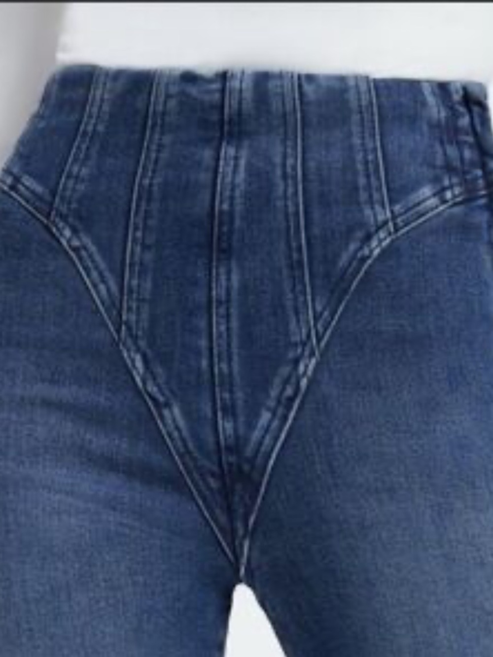 Good American Dark Blue High-Rise V-Seam Skinny Jeans